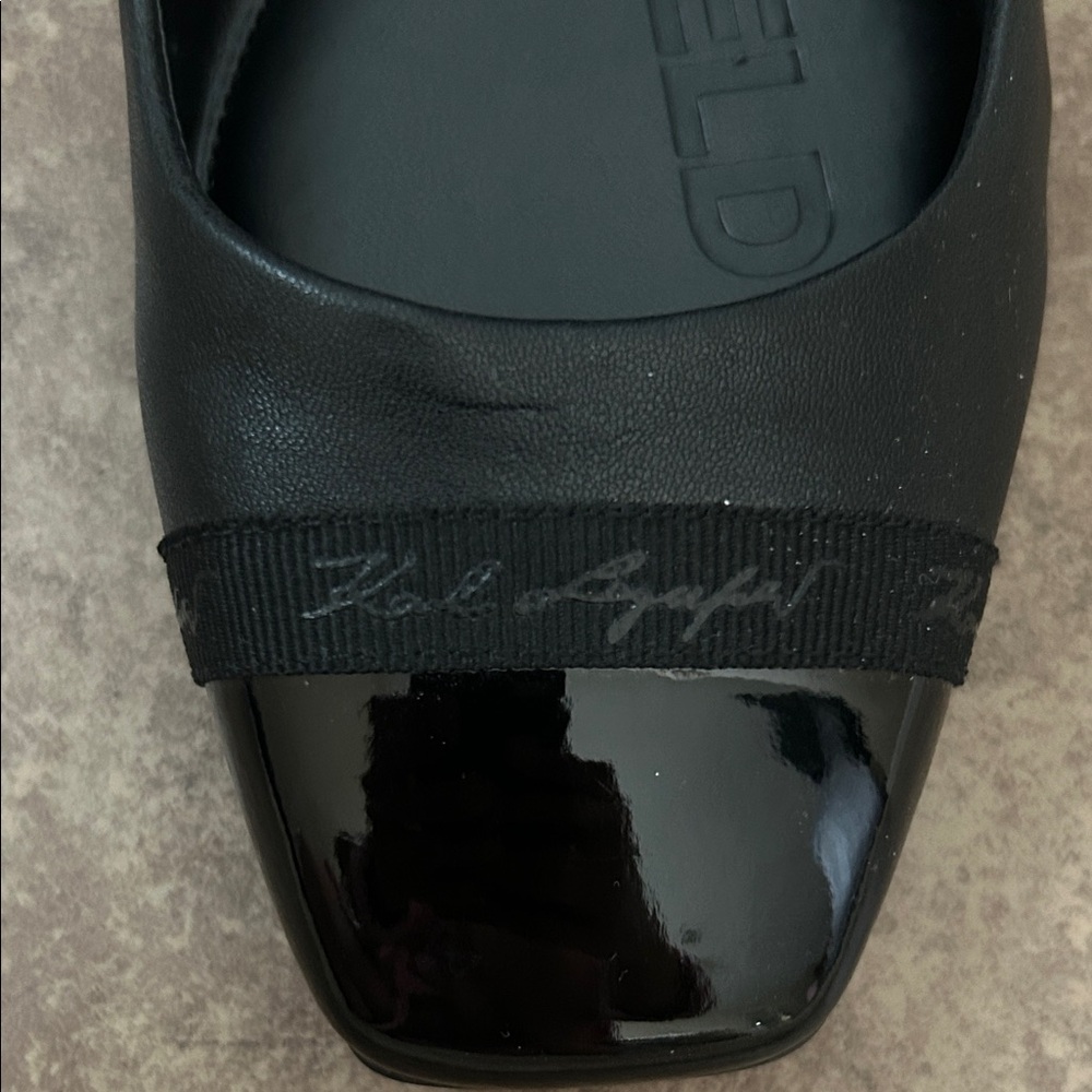 Karl Lagerfeld Women's Black Square Toe Flats - Picture 4 of 4